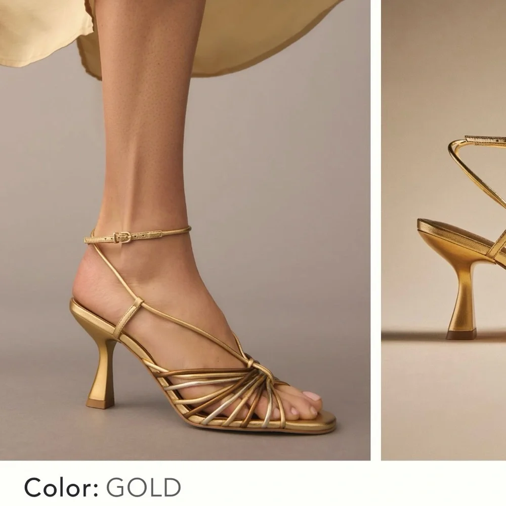 Anthropologie Cream Strappy Heels